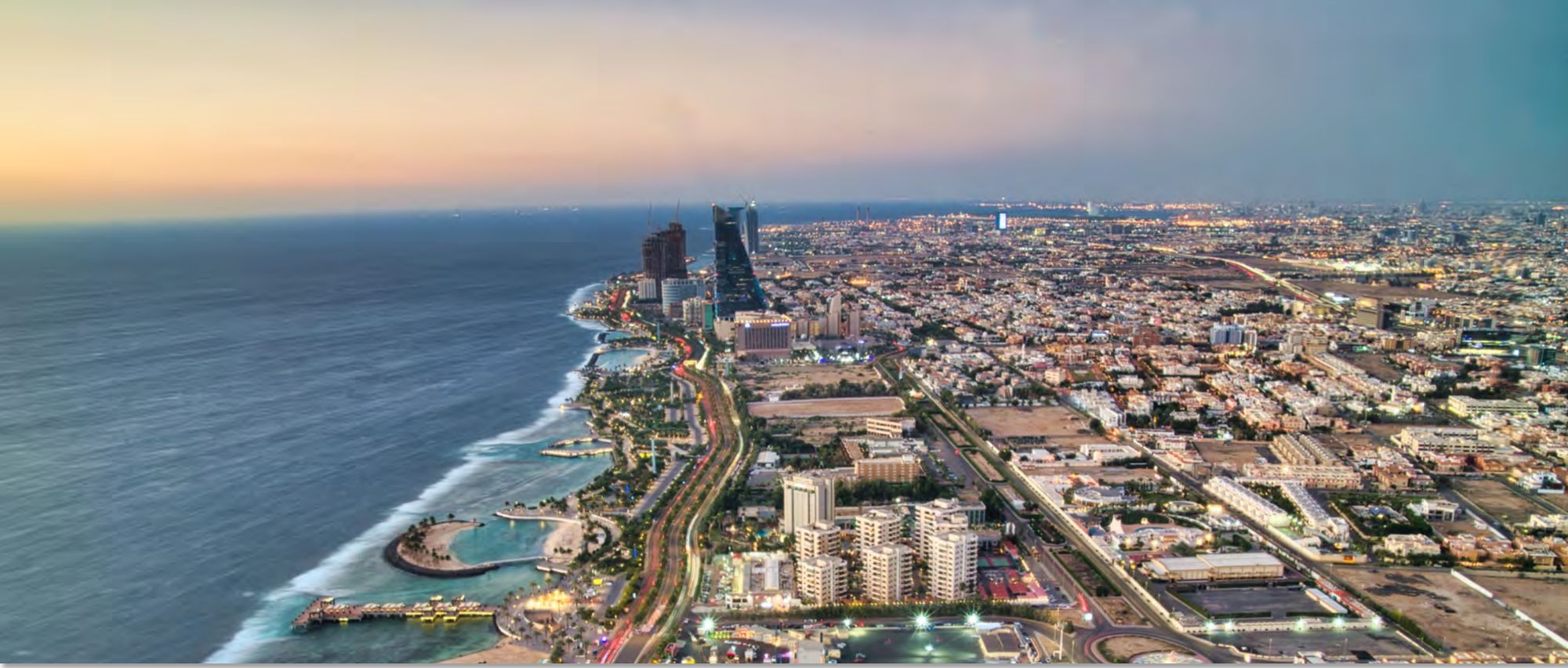 Jeddah coastline at dusk