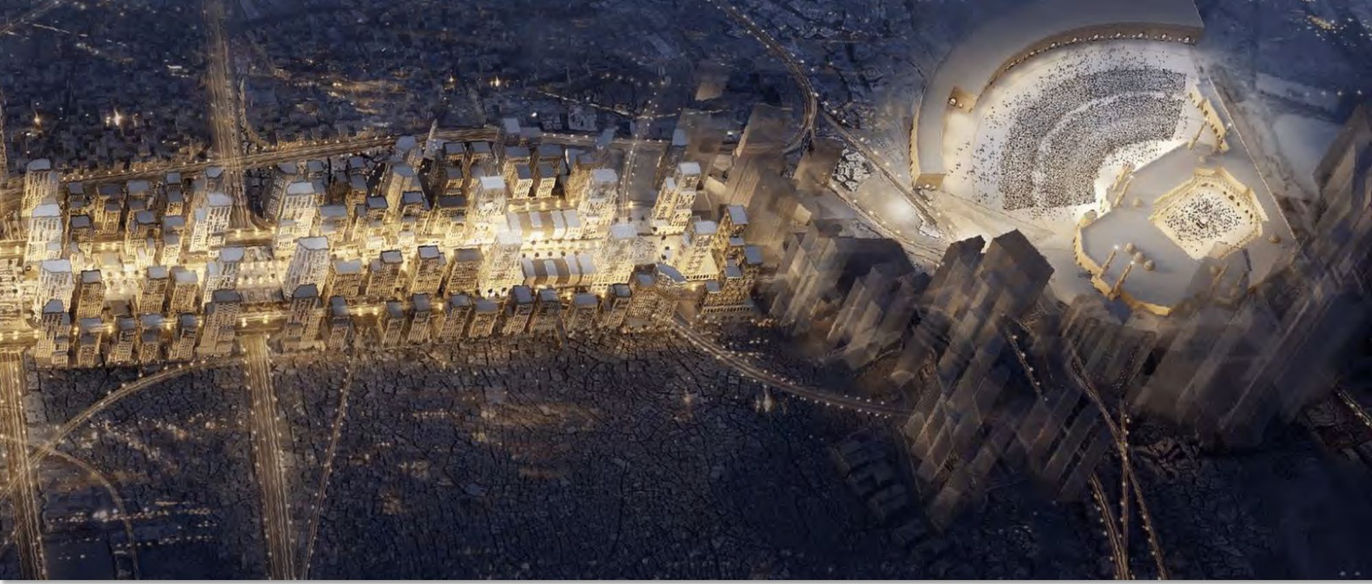 Makkah at night, architectural rendering